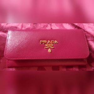 Prada Leather Card Holder Wallet